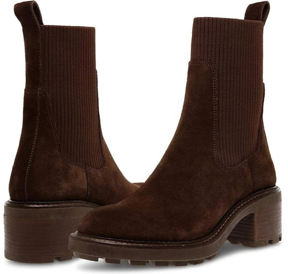 Steve Madden Kiley Brown Suede Leather Pull On Sock Boots Women’s Size 9.5 M
